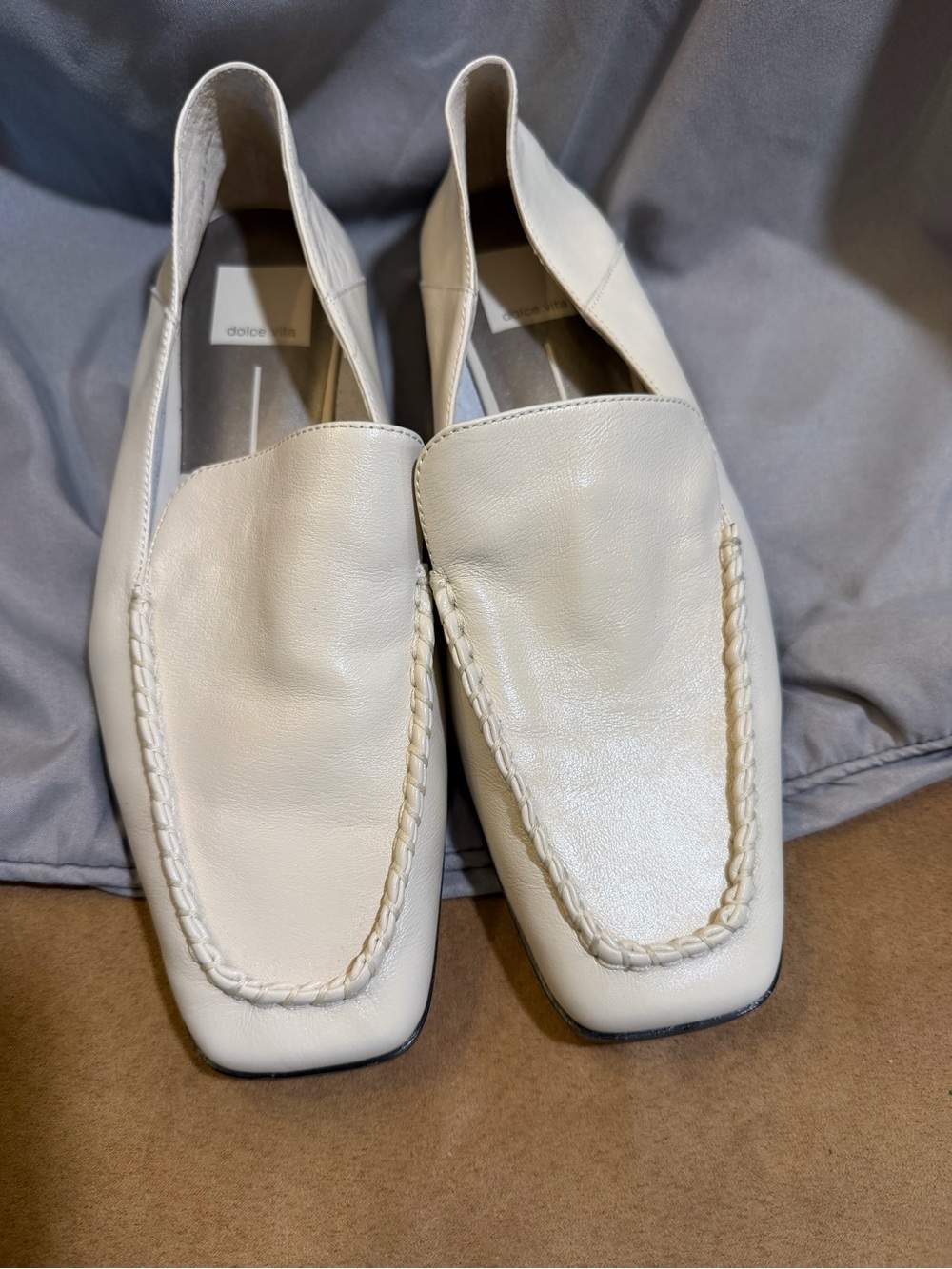 Dolce Vita Off-White Braided Leather Loafers